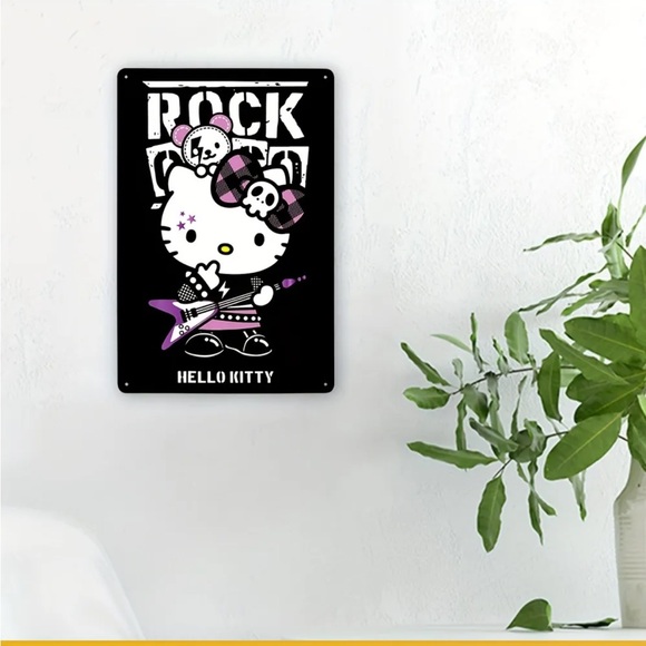 🆕 Hello Kitty Metal Sign - Goth - Punk - Rock Star Wall Decor, 7.8 X 11.8lnches - Picture 3 of 7